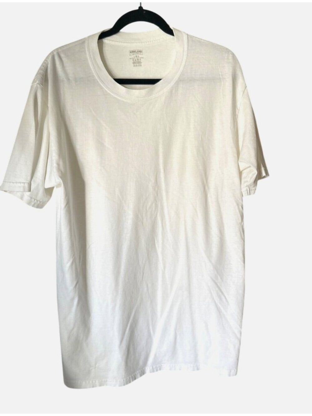 Kirkland Signature White T-Shirt L 100% Cotton Crew Neck Short Sleeve Casual Top